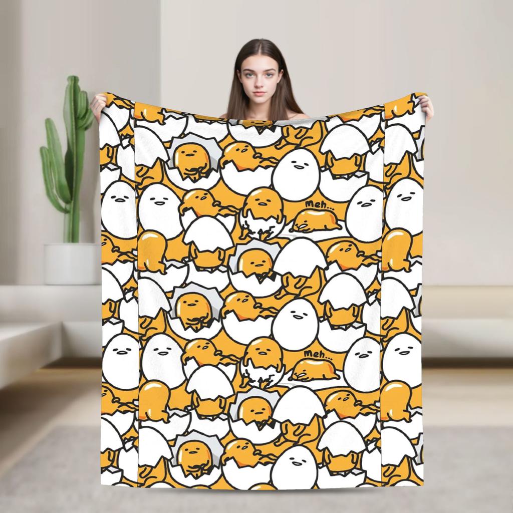 Gudetama Roztomilé Vajíčko Kreslenádeka Flanelová Ultra-Měkké Deky na Cestování Letadlem Ložnici Prošívanádeka