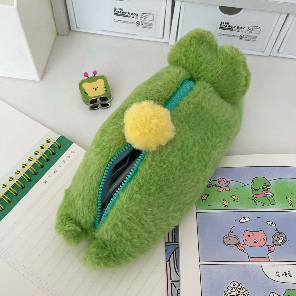 Large Capacity Cartoon Cat Plush Bag Cartoon Animal Cat Plush Pencil Pouch Student