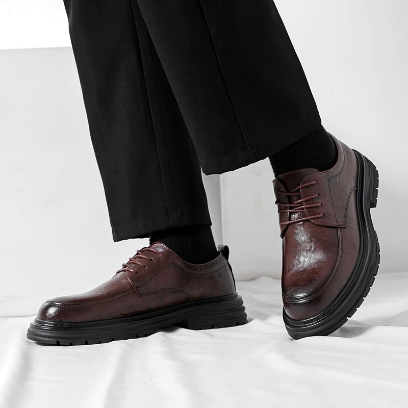 High- Quality Men's Retro Business Shoe New Style Thick-Soled Lace -Up Casual Shoe Comfortable Soft-Soled Anti-Slip Office Shoes