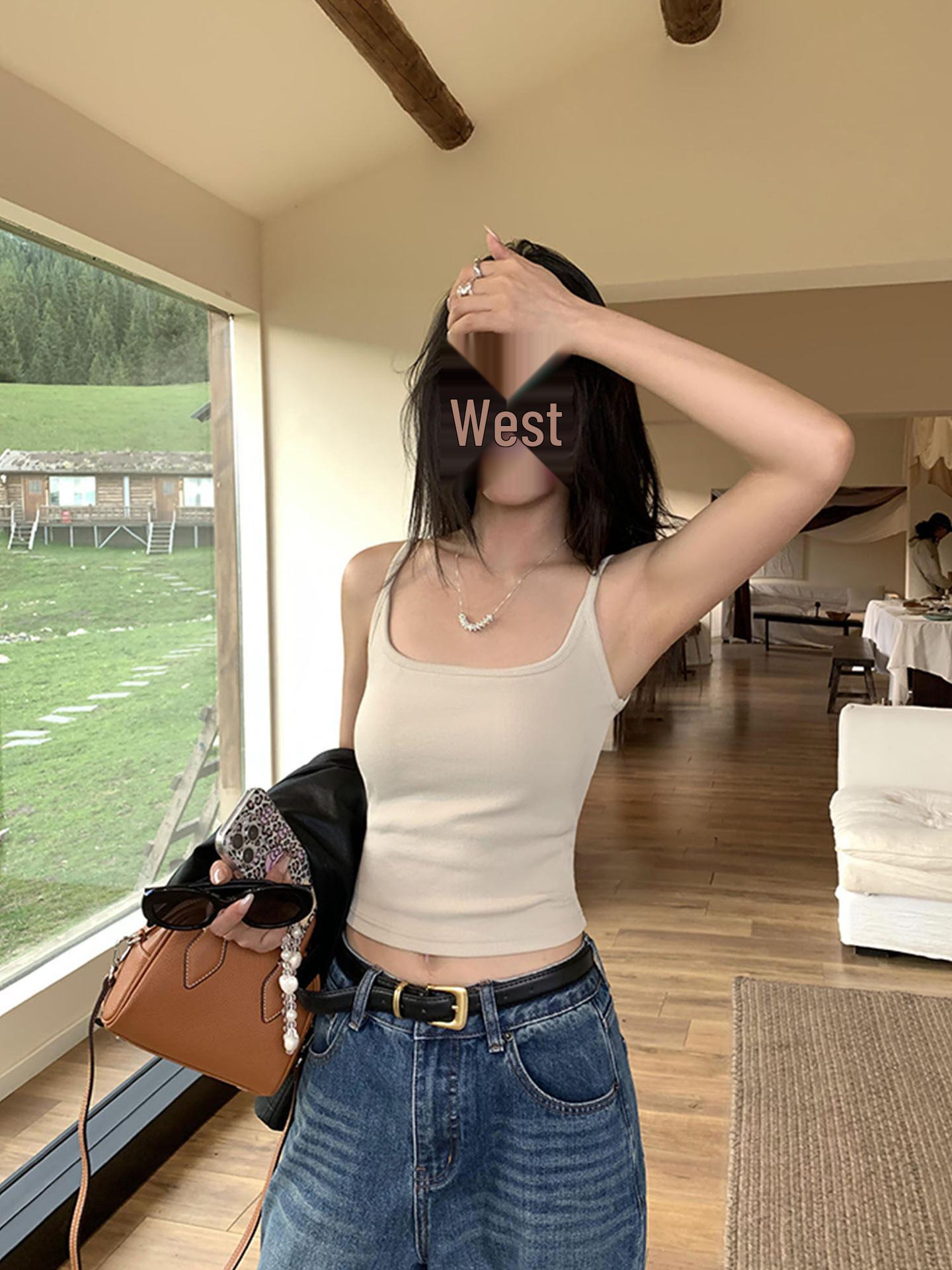 

Pusumede Women s Black Knit Camisole with Built-in Bra, Summer Casual Slim Fit Top S бежевий