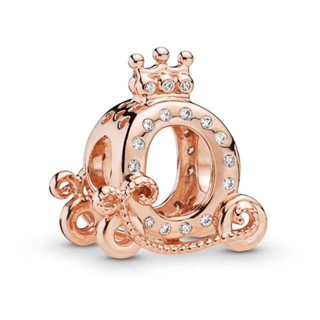 Подвеска из розового золота с цветком в виде листа и короны в виде сердца — фото 45