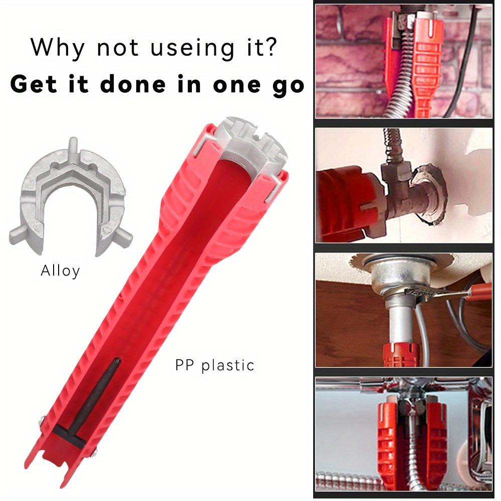 8-in-1 Multi-Functional Sink Wrench, Durable PP Material, Waterproof Handle, Universal Tool for Faucet & Valve Maintenance