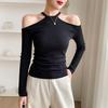 Autumn/Winter One-Shoulder Halter Slimming Long-Sleeve Women's Shirt
