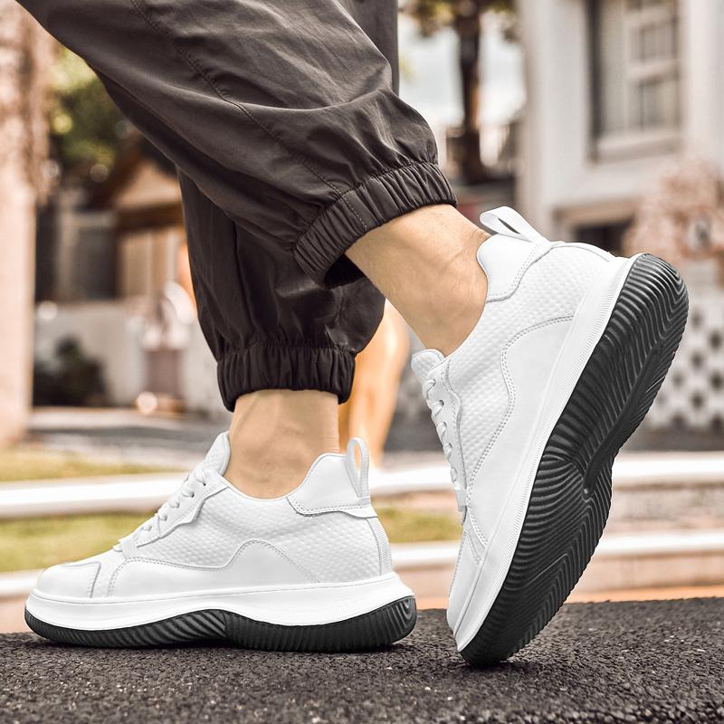 Elevator Shoes Men 6cm 8cm Lifting Leather Shoes White Black Platform Male Sneakers Hidden Height Increase Sports Casual Shoes