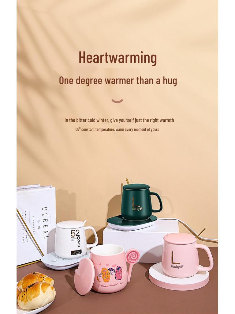 Ceramic 55-Degree Heating Coaster Set - Warm Cup & Milk Warmer Promotional Gift