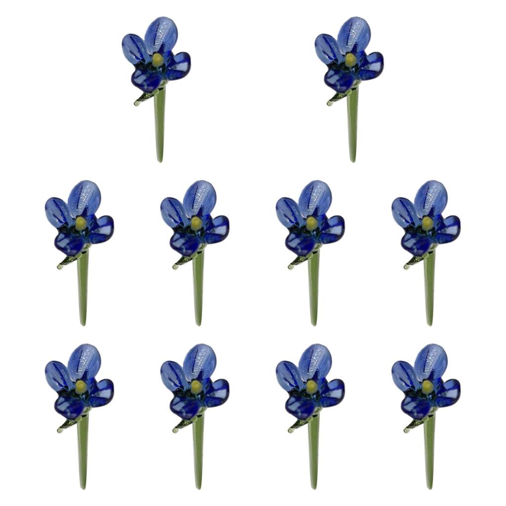 10 Mini Crystal Flower Ornaments, Collectible, Decorative, Gifts, Artificial