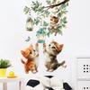 Cute Branch Cat Butterfly Lantern Wall Sticker Self-Adhesive Waterproof Removable Kids Room Cartoon Home Decor Art
