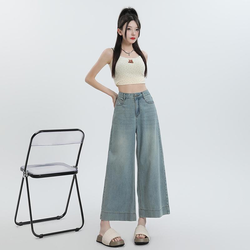 

Женские джинсы Tencel с широкими штанинами и высокой талией, лето 2024 г. XXL светло-синий