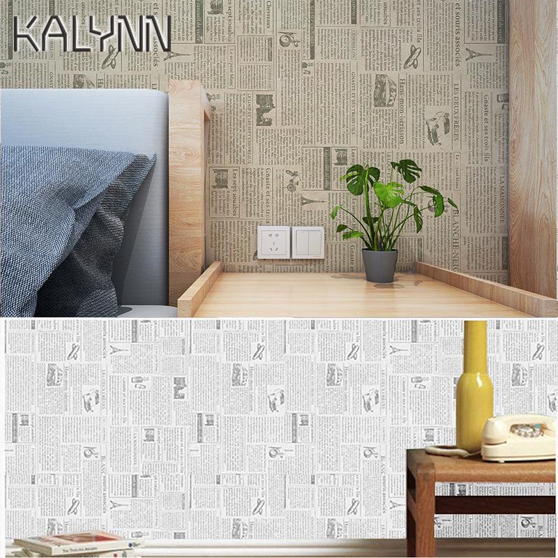 DIY Stickers 10m*45cm Old Newspaper Self Adhesive Wallpaper for Countertops Cabinets Wall Decorative Furniture PVC Contact Paper