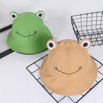 Anti-Beschlag Süß Baumwolle Frosch Stickerei Damen Schirmmütze Eimerhut Sonnenhut Fischerhut