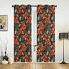 Red Flowers Foliage Modern Window Curtains for Living Room Bedroom Curtain Kitchen Treatment Blinds Drapes