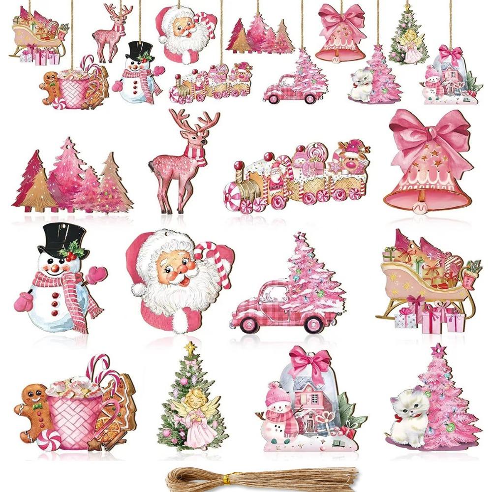 24Pcs/set Hangable Christmas Hanging Pendant Simple Christmas Tree Ornaments New Year