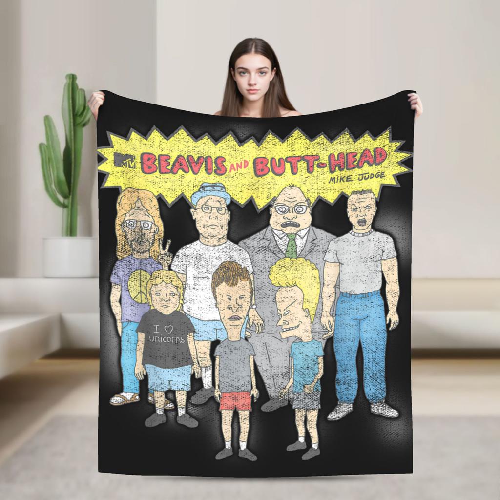 Beavis a Butt-Head Smějící se deka Pikniková flanelová přehozová deka Pro domácí dekoraci Teplý design Kvalitní přehoz Nápad na dárek