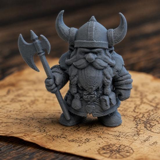 Estátua de Guerreiro Anão Viking, Miniatura Bárbaro Impressa em 3D, Capacete com Chifres Decoração de Mesa para Escritório em Casa, Presente Colecionável