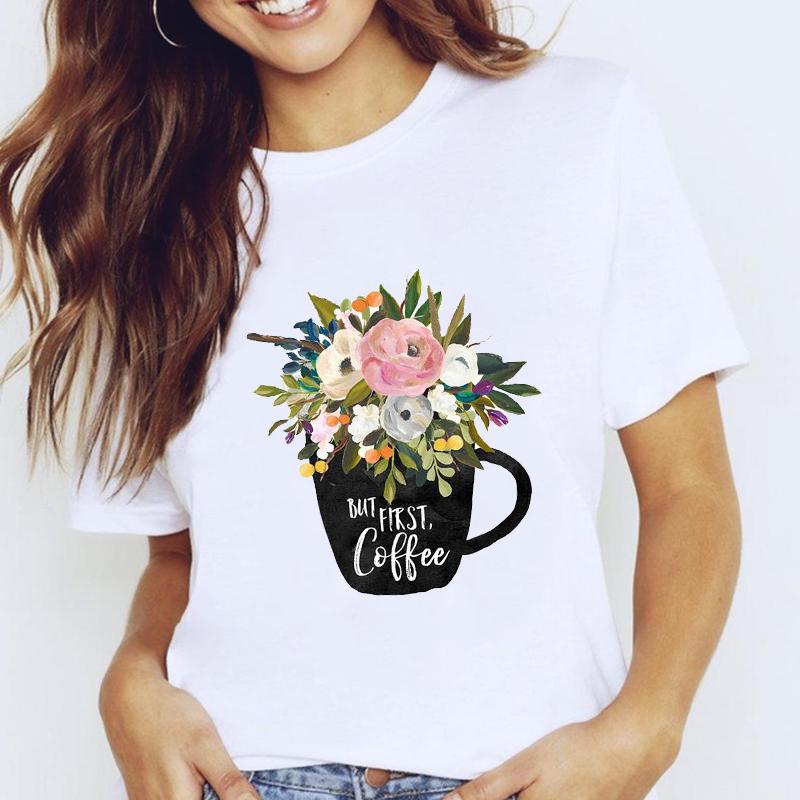 Women T-Shirt Graphic Floral Flower Butterfly Short Sleeve Tees Female Fashion Spring Summer 90S Oversized Tshirts Clothes Tops