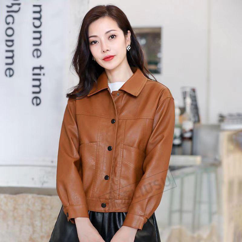 Women's Short Fall Leather Jacket: A Simple, Minimalist Biker-Style Jacket