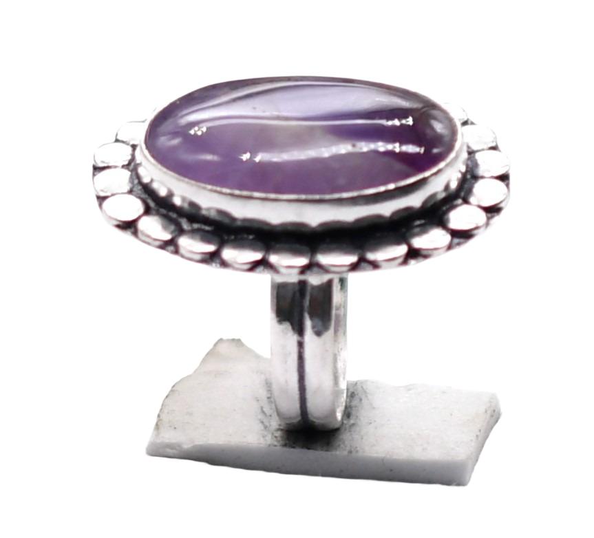 Amethyst Natural Gemstone Antique Silver Plated Ring US Size-7.25 R 5360