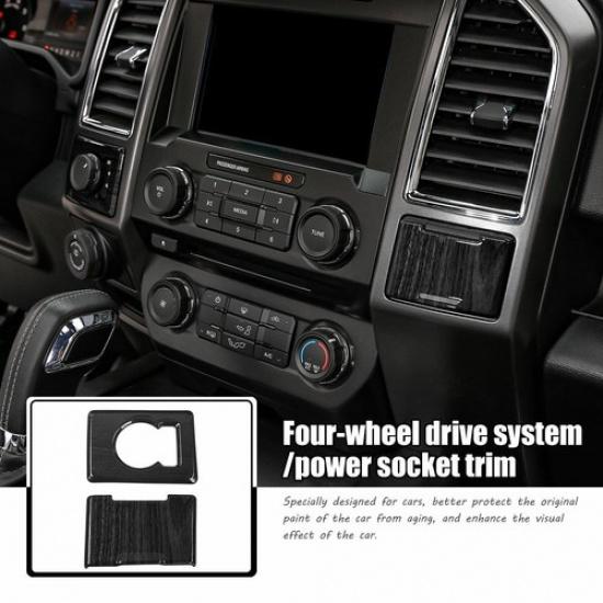 Four Wheel Drive & Power Socket Switch Decor Cover Trim For Ford F150 2015-