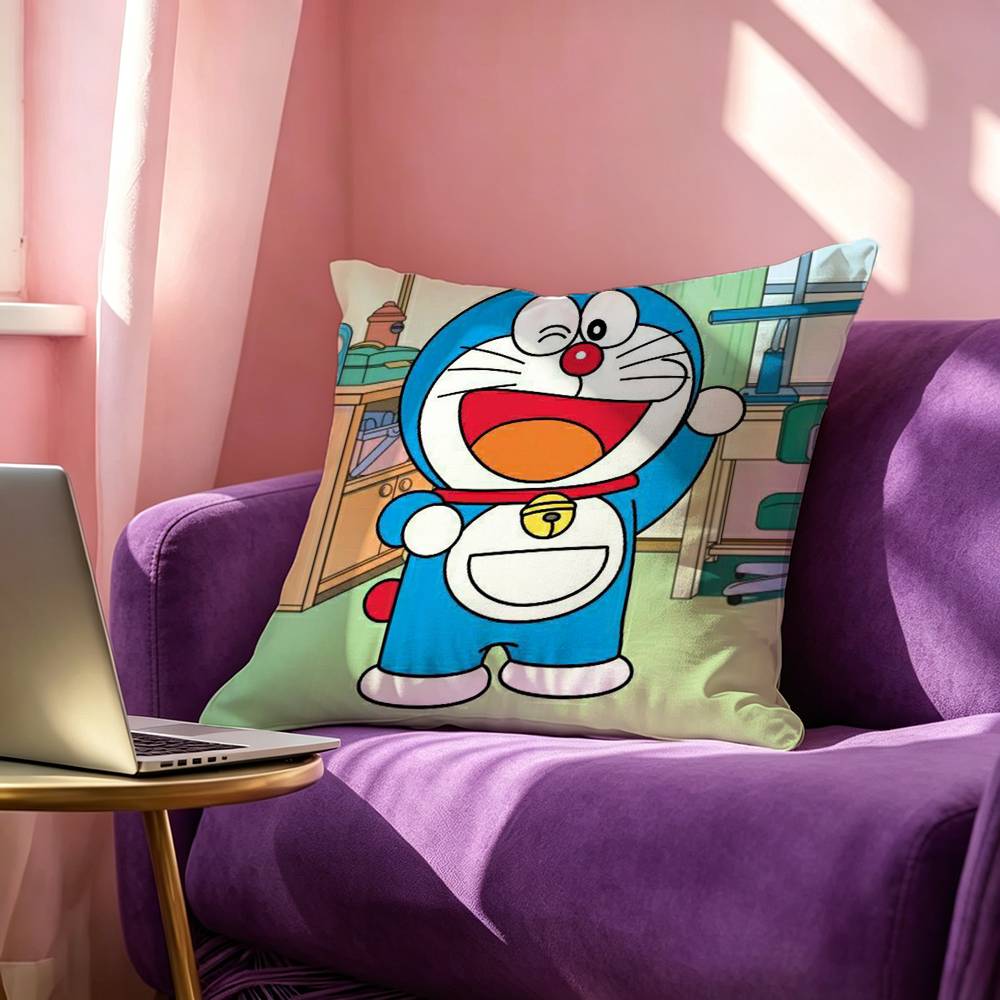 Anime Doraemon Pillow Case Square DoubleSided Sofa Cushion Cover Bedroom Bedside Pillow