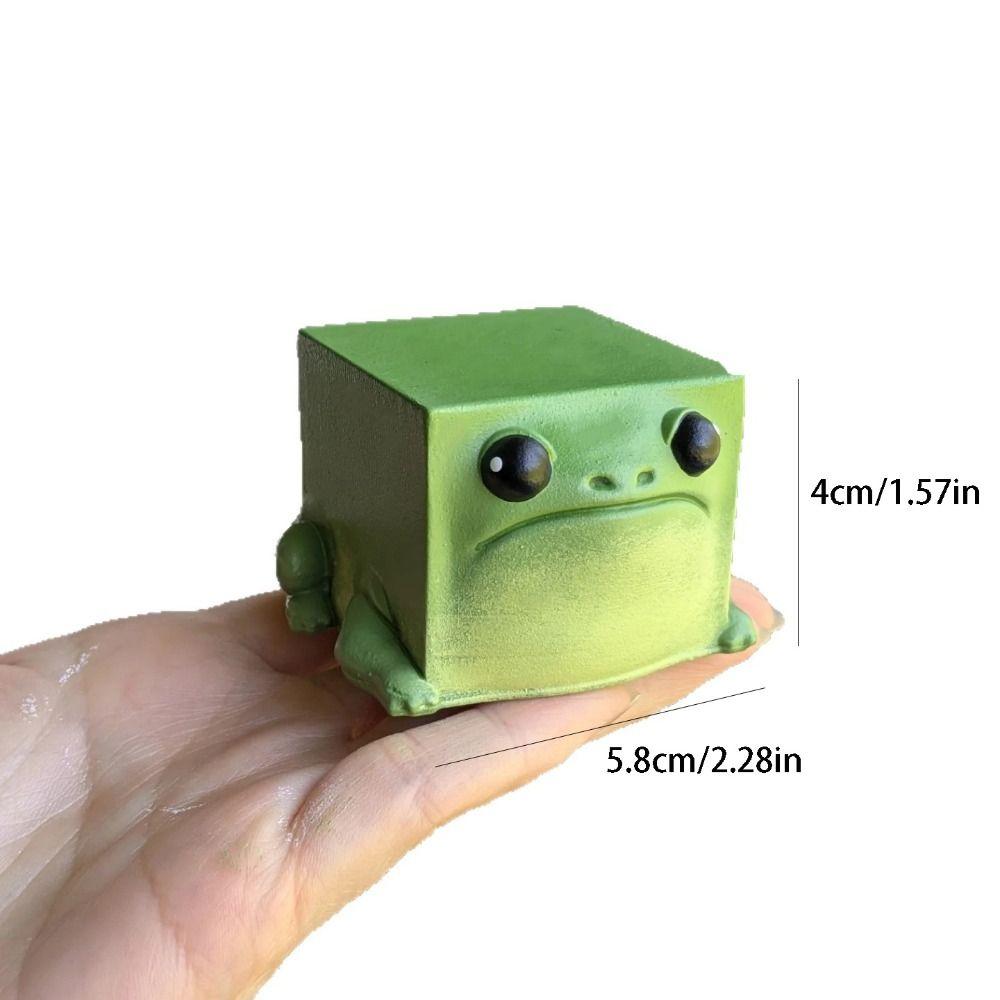 Funny Ugly-Cute Design Frog Resin Ornament Craft Creative Miniature Frog Figurines Square Shape Animal Statue Gift