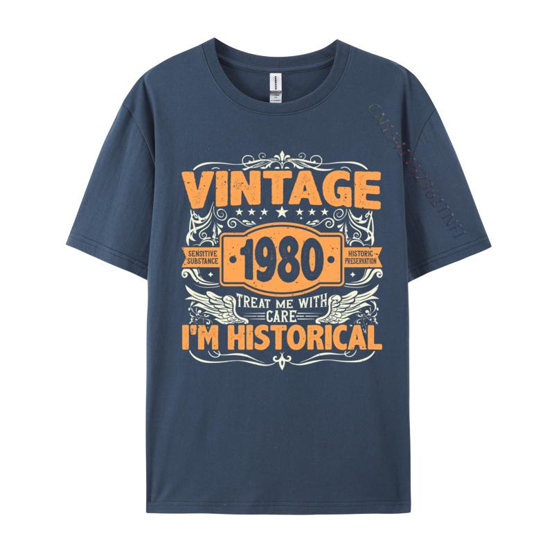 Slim Fit Tshirts 1980 Birthday Vintage 1980 Born In 1980 Made In 1980 T-shirts Normal Design Plain Cotton Mens Tops Tees