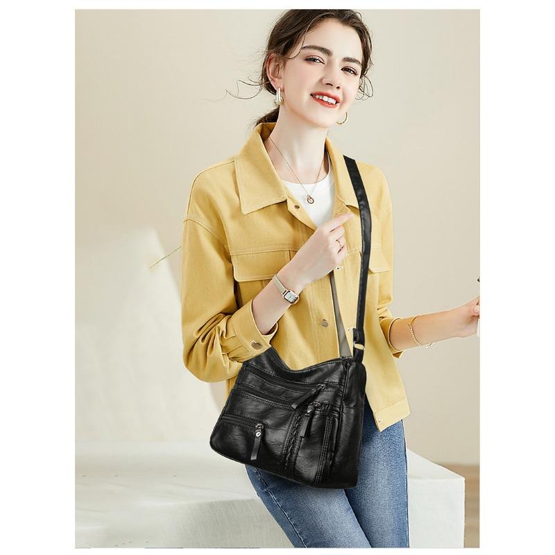 PU Zipper Casual Single Shoulder Diagonal Cross Bag