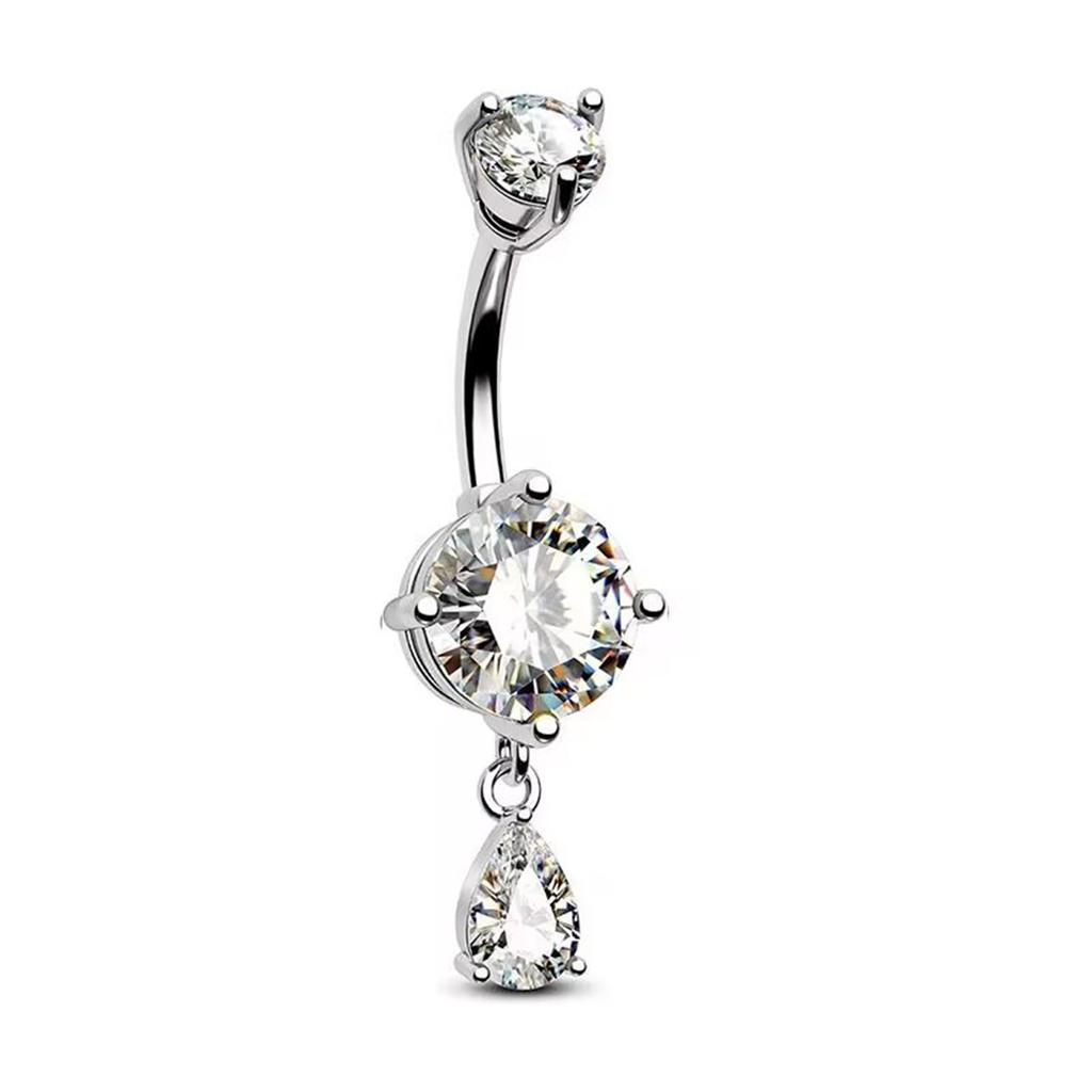 Double Headed Round Drop Zirconia Belly Button Pendant Jewelry