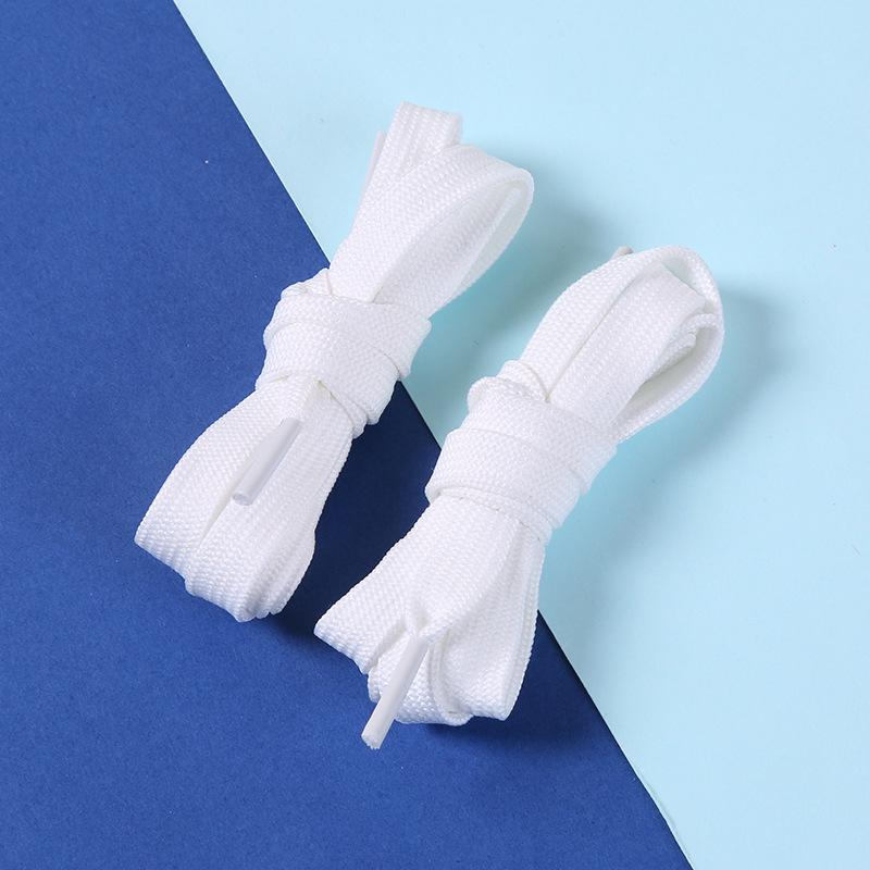 10mm Double Layer Flat Polyester Shoelaces for Casual Sports Shoes - White