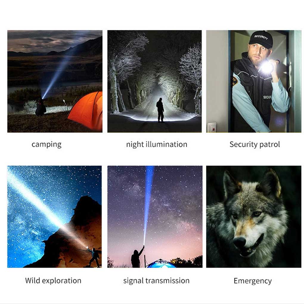 Torch Handheld XHP90 Lamp Camping Working Tactical Portable Flashlight Rechargeable Powerful Outdoors White Multi-use