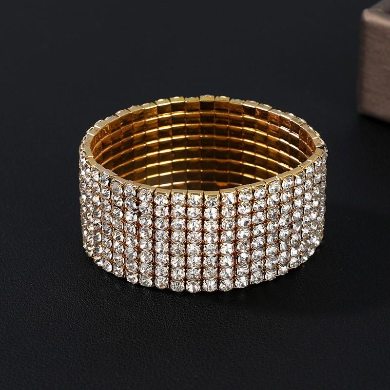 Europe and the United States  Bracelet, Simple INS Style Girl Row Bracelet Female 8 Row Diamond Shiny Combination