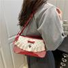New Sweet Bow Underarm Bag New Grid Women's Crossbody Bag Fashion Handbag Shoulder Bag Girl Handbag High-value Shoulder Handbag
