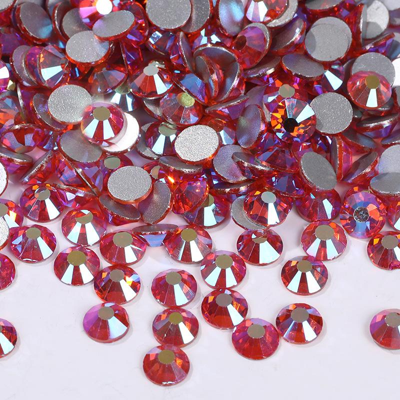 Color Ab Crystal Glass Flat Bottom Drill Round Nail Drill Diy Colorful Nail Jewelry