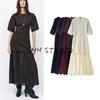 Spring and Summer New Women's Clothing French Simplicity Short Sleeve Round Neck Knitting Small Pleated Patchwork Dress 4192001