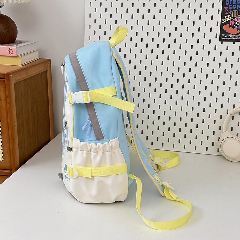 Junior High School Student Schoolbag Color Block Women Large Capacity Backpack