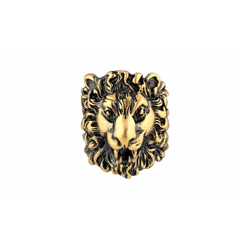 Gucci ring Lion Head Fashion Jewelry Frosted Metal Men and Women Same Style Couple Gold 15 золотой