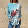 Tee Shirts For Women Casual Round Neck Long Sleeve Shirts Christmas Printing Top Pullover