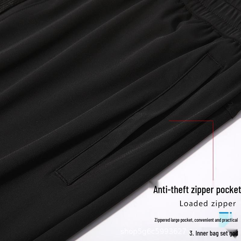 Herren Schnelltrocknende Eisseiden-Sporthose - Atmungsaktiv, Hochelastisch, mit Bündchen und auf Lager für den Sommer.