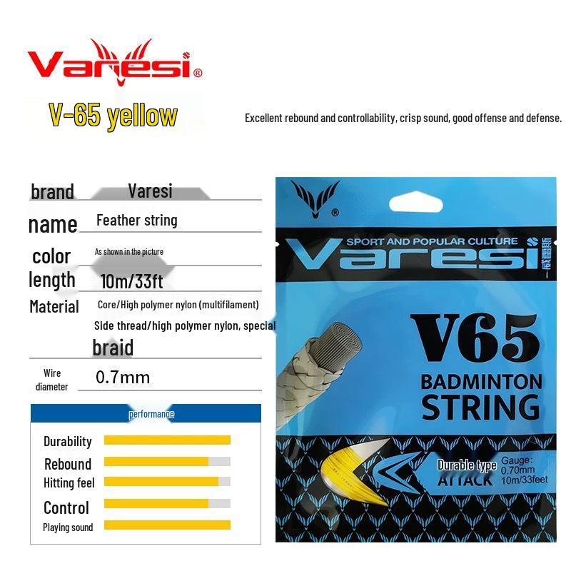 Varesi V-65 Badminton Racket String - Durable, High Elasticity Feather String