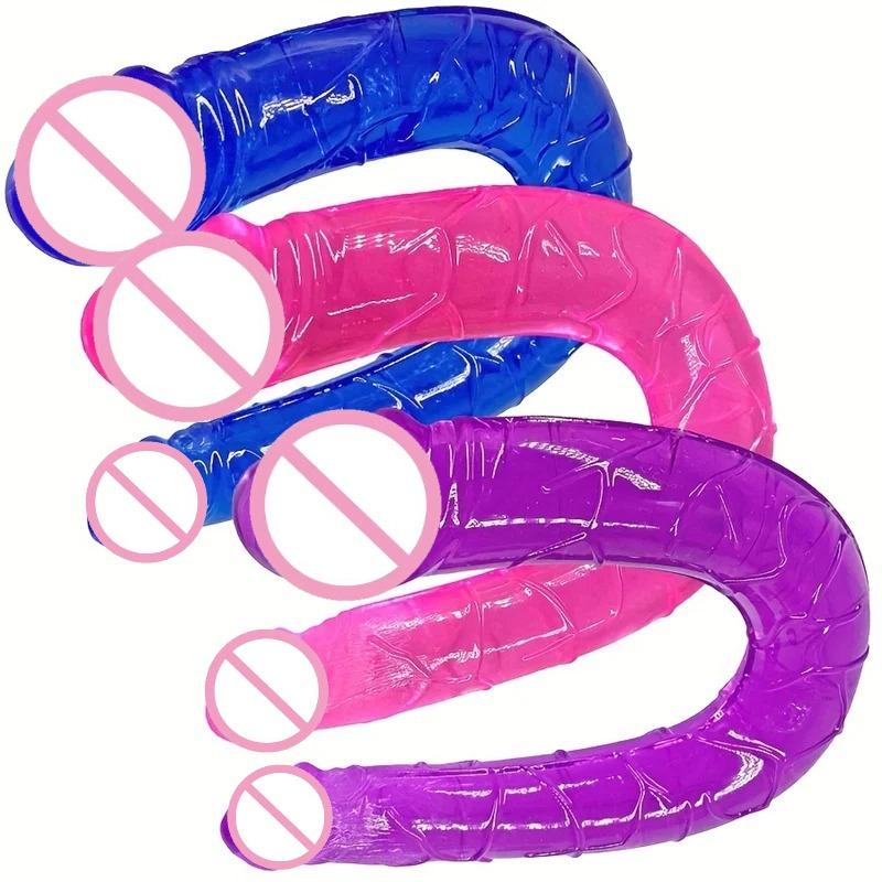 Adult Supplies Sex Toy Double Ended Realistic Dildo Flexible Jelly Dildos Penis Cock Anal Butt Plug Massager G-spot Stimulation