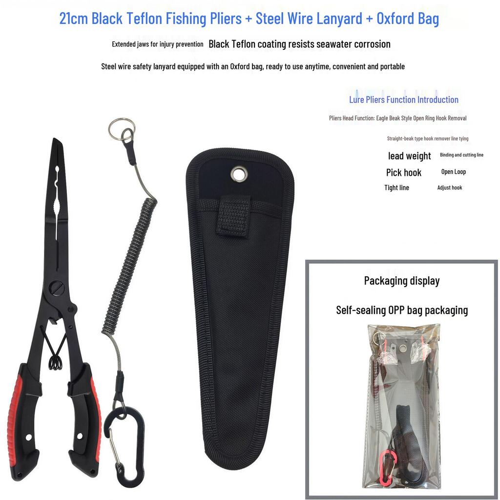 Black Teflon Eagle Beak Fishing Pliers: Multi-functional Hook, Line Cutter & Fish Control Tool