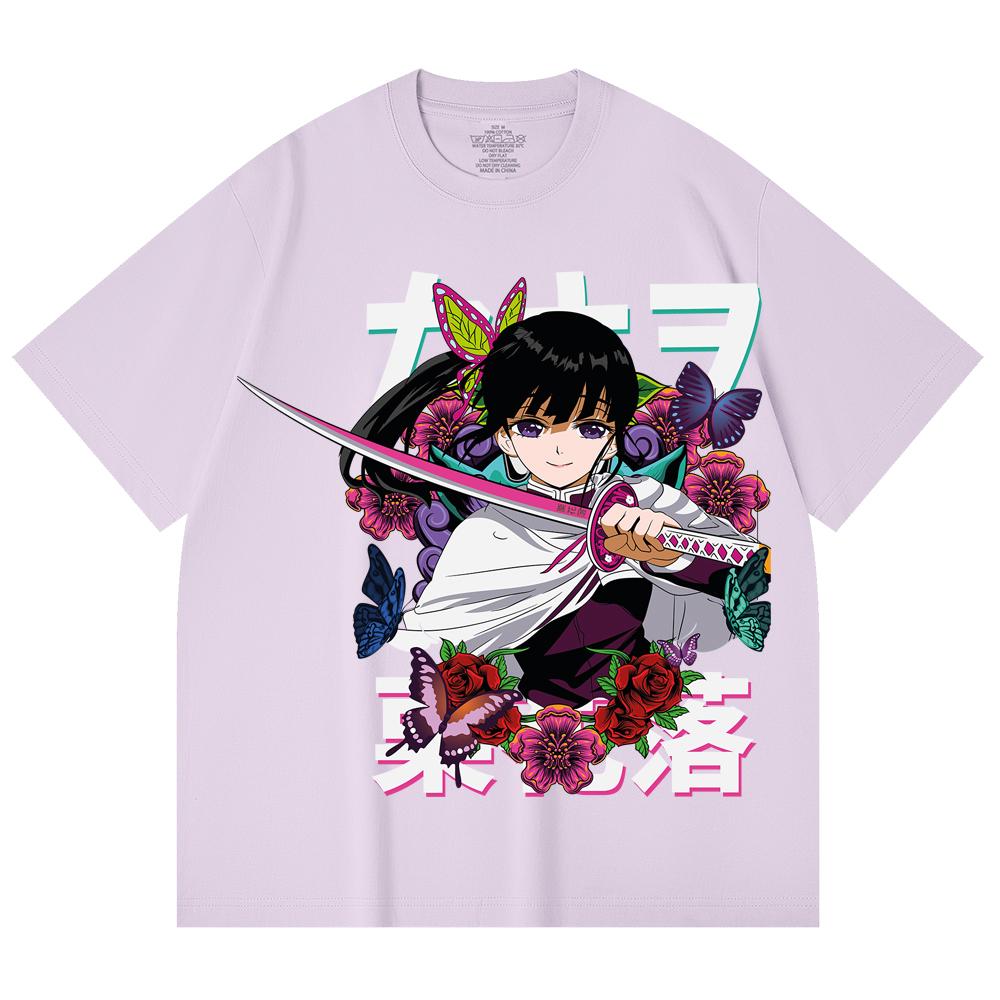 230 Gsm 100% Cotton Demon Slayer V99 Kanao Print Unisex Heavy Cotton T Shirt