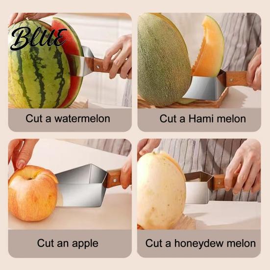 Fruit Cutter Tool Watermelon Stainless Steel Slicer with Ergonomic Handle Simple Easy Push-Pull Design Melon Cutting Push Pull