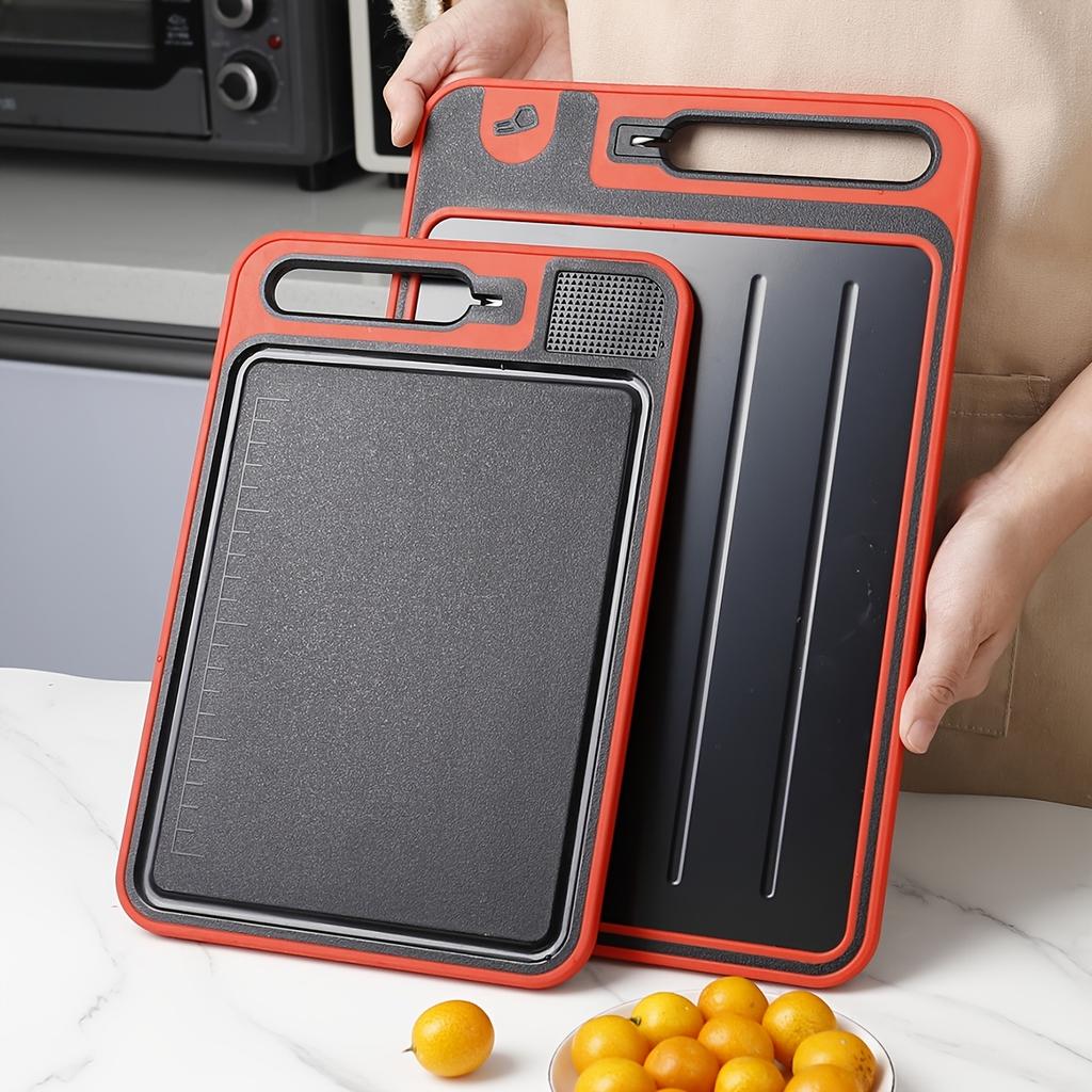1pc Double Sided Cutting Board With Measurements for Kitchen Use , Double Sided, Made of Aluminum And Ceramic Strips, Food-Grade, Non Slip,