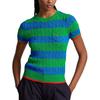 Polo Ralph Lauren SS24 Striped Slim Fit Cable Knit Short Sleeve Sweater Women sweater Academy-Green WMPOSWENC020893-999