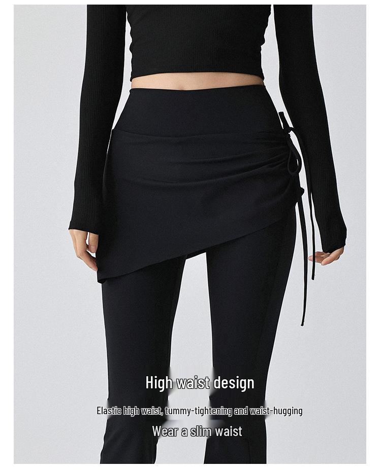 Damen High-Waist Schlaghose Yoga Hose mit seitlichem Kordelzug