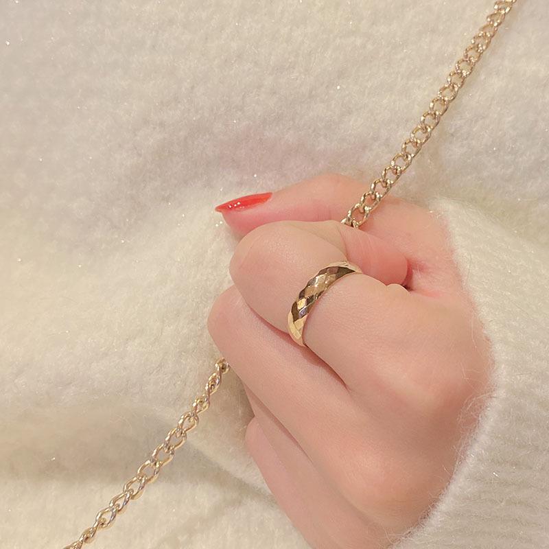 Women's 18k Rose Gold Geometric Titanium Steel Couple Ring