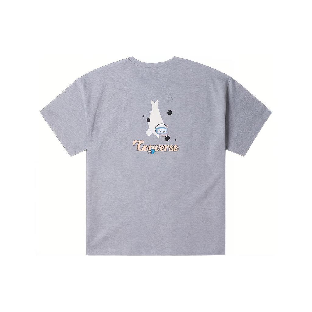 Converse Summer Beach Drop Shoulder Sleeve T Shirt Women's Gray Unisex 10025879-A03