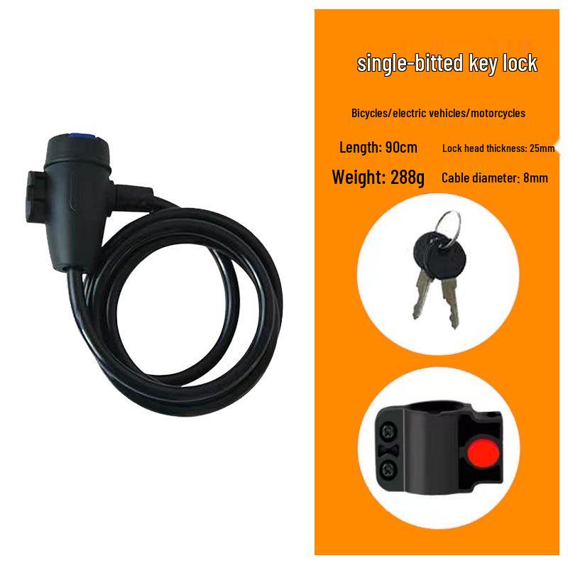 Waterproof Anti-theft Steel Cable Lock for Motorcycles, E-Bikes, and Helmets