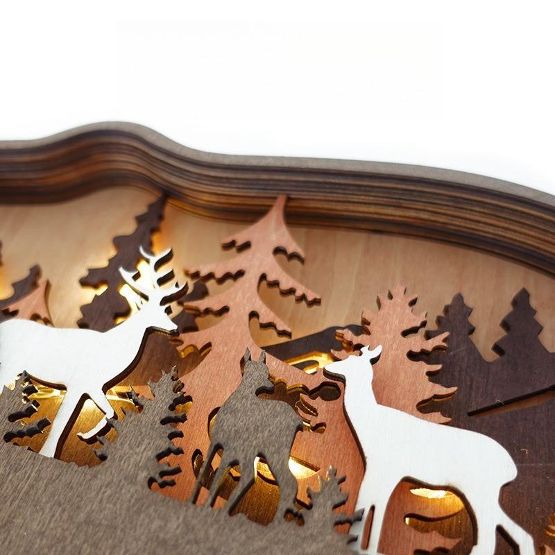 Christmas wooden handicrafts creative North American forest animal living room decoration elk brown bear ornaments