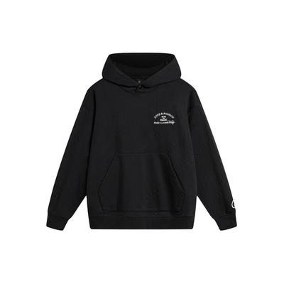 Li-Ning Oversized Pullover-Hoodie mit Buchstabenprint Herren Tops Schwarz AWDU017-1